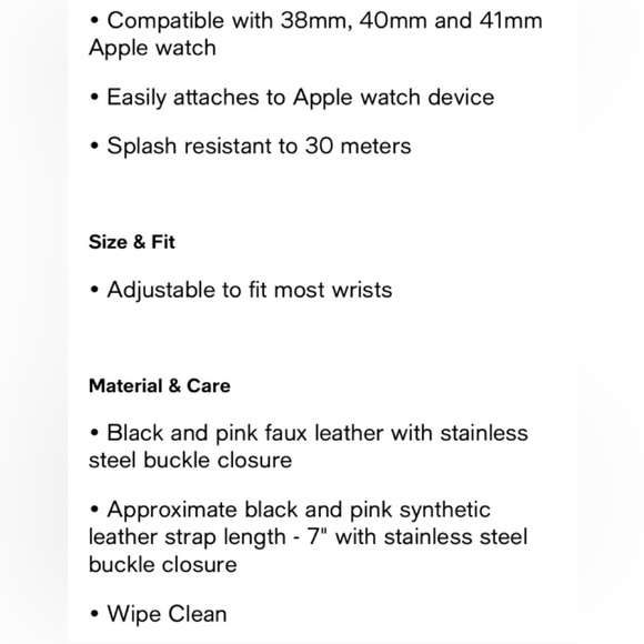 Steve Madden Black Apple Watch Band 38,40,41 - Picture 5 of 7